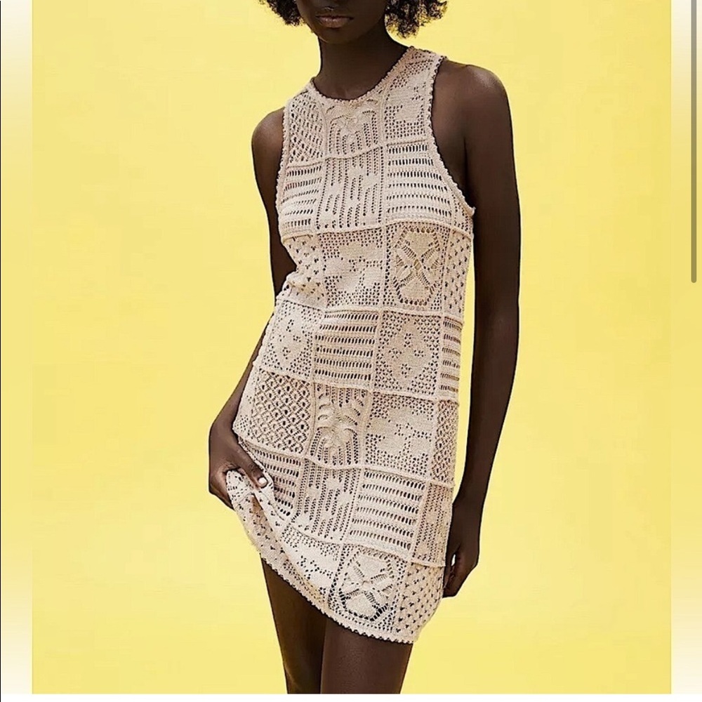 NWT Zara Crochet Knit mini Dress Size Small
